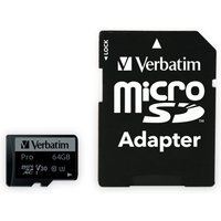 VERBATIM MicroSDXC Card Pro U3 64GB inkl. Adapter